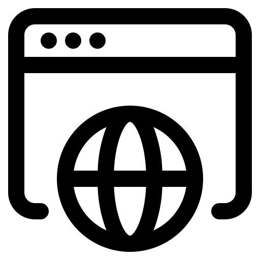 Icono de una pagina web con un mapamundi que representa un valor importante en el diseño y desarrollo de paginas web para darse a conocer en el mundo